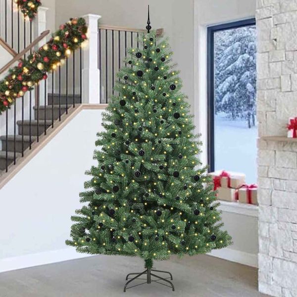 vidaXL Umelý Sklápací Vianočný Stromček Zelená 270 cm PVC a kov