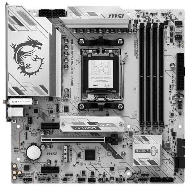 MSI B850M GAMING PLUS WIFI6E / AMD B850 / AM5 / 4x DDR5 / M.2 / WiFi 6E / mATX Základní deska, AMD B850, AM5, 4× DDR5 DIMM (max. 256GB), Wi-Fi, 2× M.2, HDMI, DisplayPort, USB-C, mATX