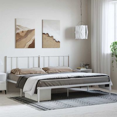 vidaXL Kovový rám postele s čelom biely 183x213 cm