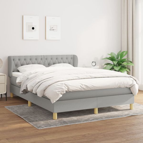 vidaXL Boxspring posteľ s matracom bledosivý 140x190 cm látka