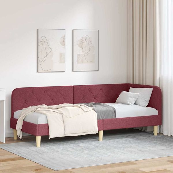 vidaXL Rohový rám postele Víno červené 80 x 200 cm látka