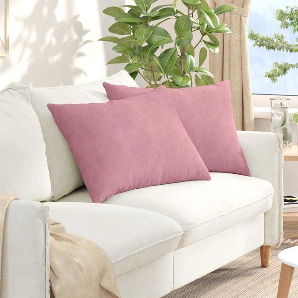 vidaXL Vankúše na pohovku 2 pcs Ružová 70 x 50 cm Kordúrová tkanina