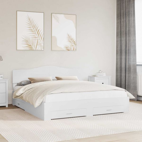 vidaXL Rám postele s čelnou doskou Biela 200 x 200 cm Kompozitné drevo