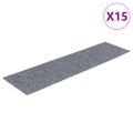 vidaXL Schodové rohože, samolepiace, 15 ks, 76x20 cm, svetlosivé, obdĺžnikové