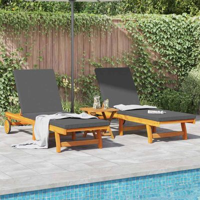 vidaXL Lehátko 2 pcs Hnedá 65 x 199 x 84 cm Pevné akáciové drevo