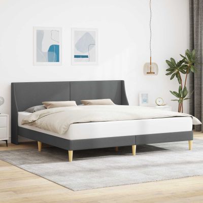 vidaXL Rám postele s čelnou doskou Tmavosivá 183 x 213 cm Látka