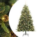 vidaXL Umelý vianočný stromček s pniškami Zelená 180 cm PVC a PE a kov
