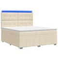vidaXL LED boxspring posteľ s matracom Krémová 140 x 190 cm Látka