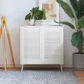 vidaXL Lamelové dvierka na skrinku 2 ks, biele 69x39,4 cm, borovica