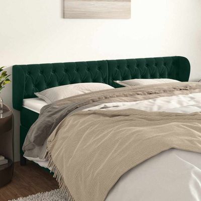 vidaXL Čelo postele so záhybmi tmavozelený 203x23x78/88 cm zamat