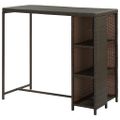 vidaXL Barový stolík s úložným regálom hnedý 120x60x110 cm polyratan