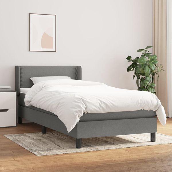 vidaXL Posteľný rám boxsping s matracom tmavosivý 80x200 cm látka