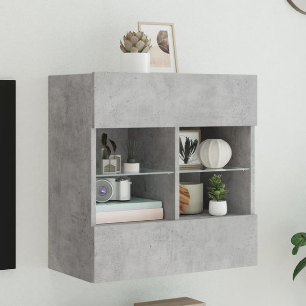 vidaXL TV nástenná skrinka s LED svetlami betónovo sivá 58,5x30x60,5cm