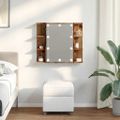 vidaXL Zrkadlová skrinka s LED Old Wood 70x16,5x60 cm