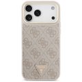 Guess 4G Triangle Logo & Big Strap Metal Buttons MagSafe puzdro pre iPhone 17 Pro Max ružová