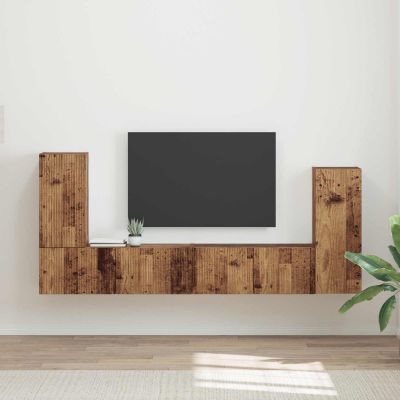 vidaXL Zostava TV skriniek 4 pcs Staré drevo Kompozitné drevo