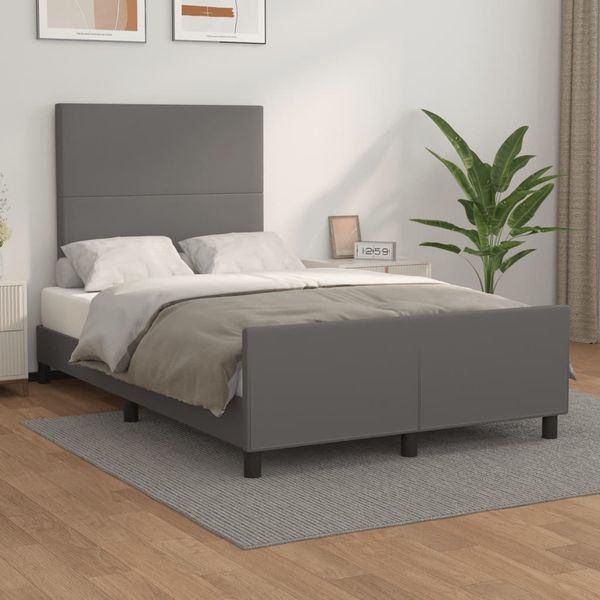 vidaXL Posteľ bez matraca sivá 120x190 cm umelá koža