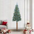 vidaXL Úzky vianočný stromček s 300 LED-i so stojanom Zelená 210 cm