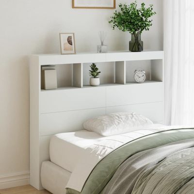 vidaXL Skrinka na čelo postele s LED biela 120x17x102 cm
