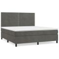 vidaXL Posteľný rám boxspring s matracom tmavosivý 160x200 cm zamat