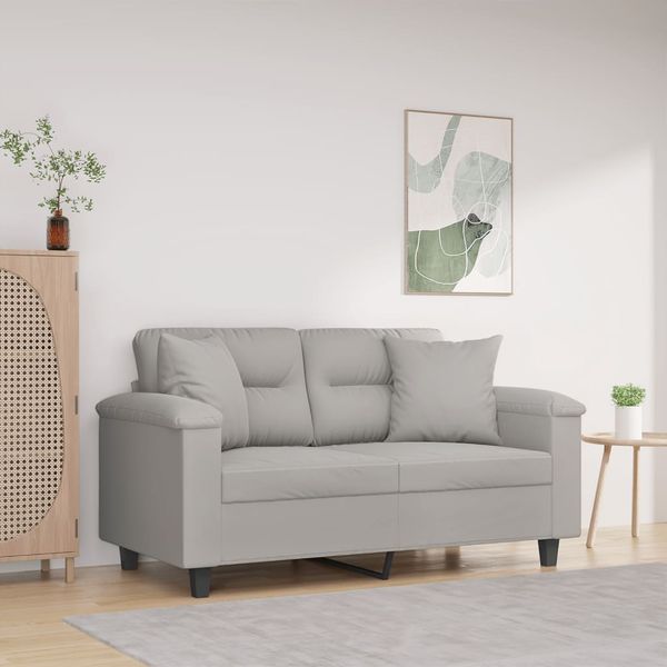 vidaXL 2-miestna pohovka s vankúšmi bledosivá 120 cm mikrovlákno