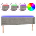 vidaXL Čelo postele s LED bledosivé 183x16x78/88 cm zamat