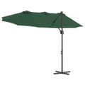 vidaXL Slnečník Zelená 372 x 198 x 243 cm Polyester a hliník