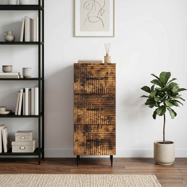 vidaXL Zásuvkový kabinet Dymový dub 33 x 34,5 x 89,5 cm