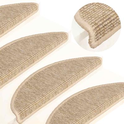 vidaXL Schodové rohože 15 ks 56x17x3 cm svetlobéžové polkruhové