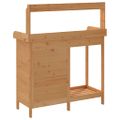 vidaXL Stôl na presádzanie so skrinkou hnedý 110,5x45x124,5 cm jedľa