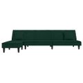 vidaXL Pohovka v tvare L tmavozelená 255x140x70 cm zamat