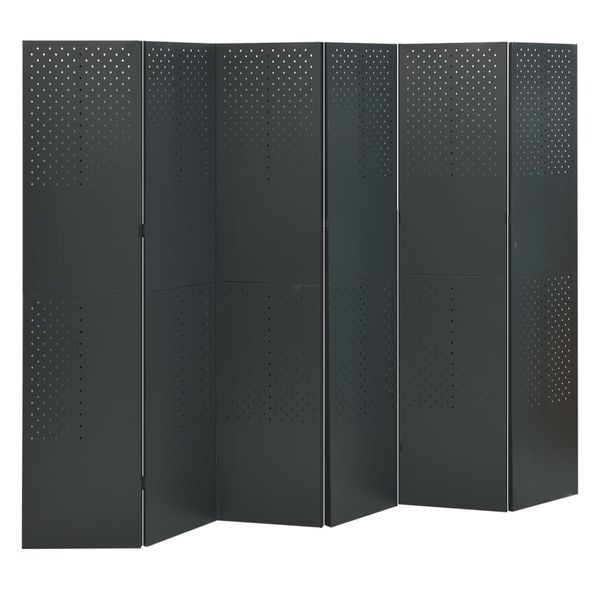 vidaXL Paraván so 6 panelmi, antracitový 240x180 cm oceľ