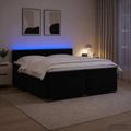 vidaXL Posteľ s boxspringom a matracom a LED Čierna 200 x 200 cm Zamat