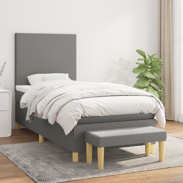 vidaXL Boxspring posteľ s matracom tmavosivá 90x190 cm látka