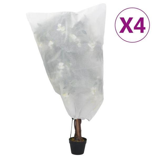 vidaXL Flísové kryty na rastliny so šnúrkou 4 ks 70 g/m² 0,8x1 m