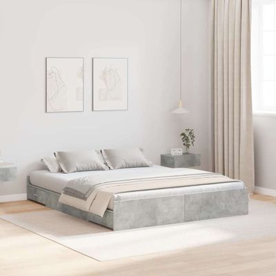 vidaXL Rám postele s úložným prostorem Betónová šedá 140 x 200 cm