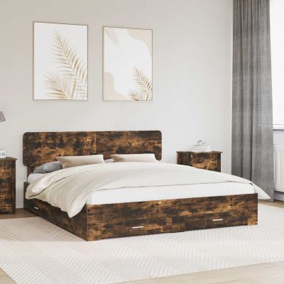 vidaXL Rám postele Dymová dub 200 x 200 cm Kompozitné drevo