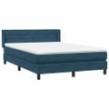vidaXL Posteľný rám boxsping s matracom tmavomodrý 140x210 cm zamat