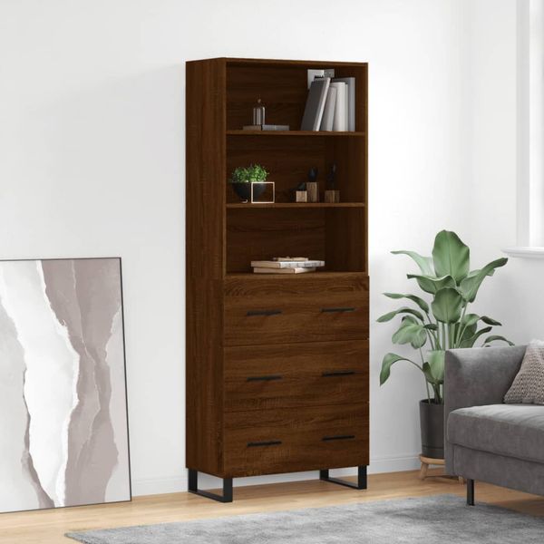vidaXL Vysoká skrinka hnedý dub 69,5x34x180 cm spracované drevo