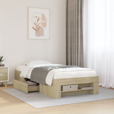vidaXL Posteľný rám bez matraca dub sonoma 75x190 cm kompozitné drevo