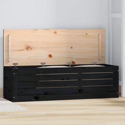 vidaXL Úložný box čierny 109x36,5x33 cm masívna borovica