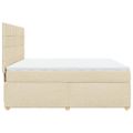 vidaXL Posteľný rám boxspring s matracom krémový 180x200 cm látka