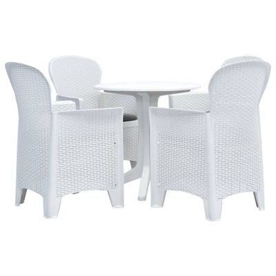 vidaXL 5-dielna vonkajšia jedálenská súprava, plast ratan, biela