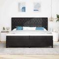 vidaXL Posteľ s pružinovým rámom s matracmi Čierna 200 x 200 cm Zamat