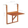 vidaXL Závesný stolík na balkón 64,5x44x80 cm, akáciový masív