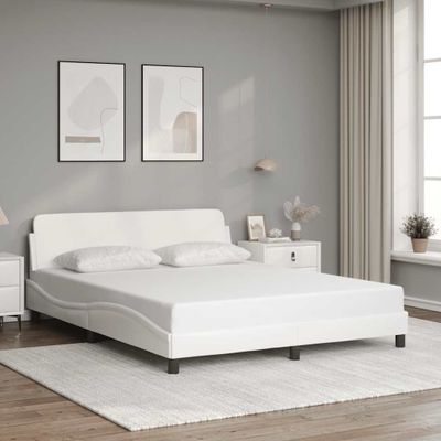 vidaXL Rám postele Dover biely 160x200 cm umelá koža