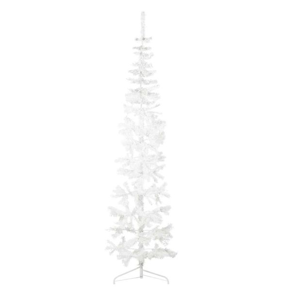 vidaXL Umelý vianočný polovičný stromček s podstavcom biely 210 cm