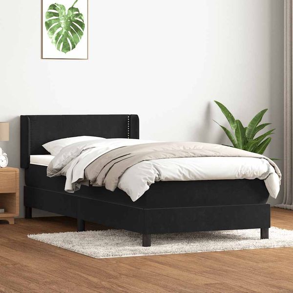 vidaXL Box Spring Posteľ s matracom Čierna 100x220 cm Zamat