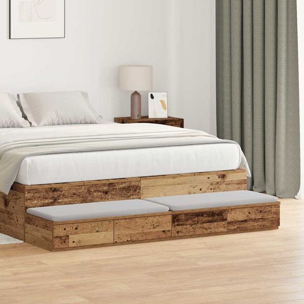 vidaXL Zásuvky pod posteľ so zásuvkou Staré drevo 135 x 36,5 x 16,5 cm
