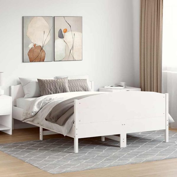 vidaXL Posteľ bez matraca biely 150x200 cm masívna borovica